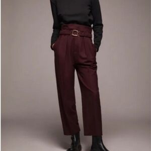 Zara Burgundy High Waist Paperbag Pants Medium